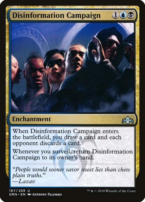 Disinformation Campaign, carta Magic di tipo Enchantment illustrata da Anthony Palumbo