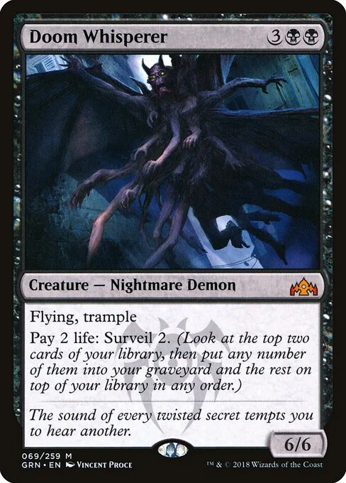 Doom Whisperer, carta Magic di tipo Creature — Nightmare Demon illustrata da Vincent Proce