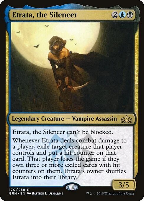 Etrata, the Silencer, carta Magic di tipo Legendary Creature — Vampire Assassin illustrata da Bastien L. Deharme