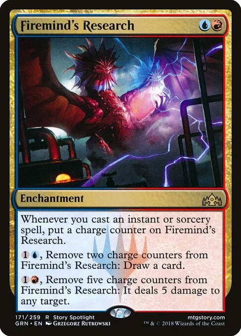 Firemind's Research, carta Magic di tipo Enchantment illustrata da Grzegorz Rutkowski
