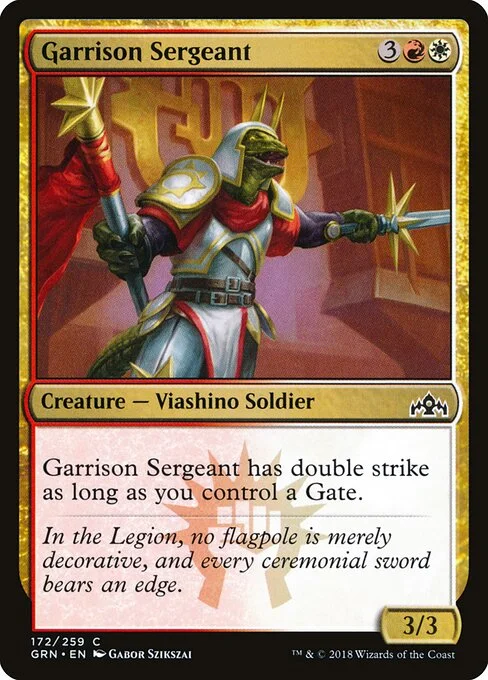 Garrison Sergeant, carta Magic di tipo Creature — Lizard Soldier illustrata da Gabor Szikszai