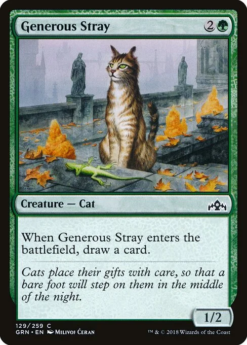 Generous Stray, carta Magic di tipo Creature — Cat illustrata da Milivoj Ćeran