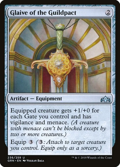 Glaive of the Guildpact, carta Magic di tipo Artifact — Equipment illustrata da Volkan Baǵa