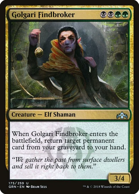 Golgari Findbroker, carta Magic di tipo Creature — Elf Shaman illustrata da Bram Sels