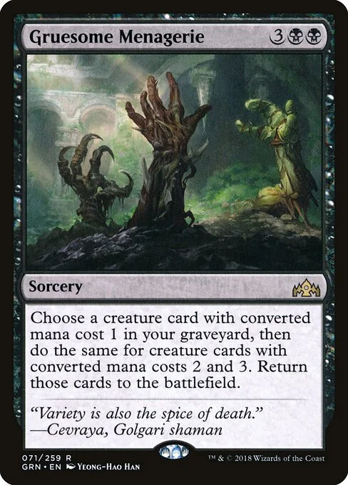 Gruesome Menagerie, carta Magic di tipo Sorcery illustrata da Yeong-Hao Han