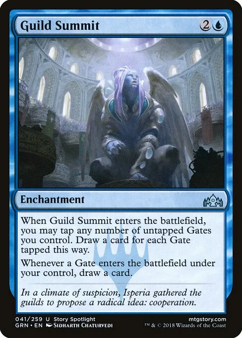 Guild Summit, carta Magic di tipo Enchantment illustrata da Sidharth Chaturvedi