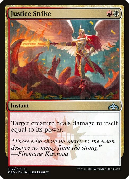 Justice Strike, carta Magic di tipo Instant illustrata da Clint Cearley