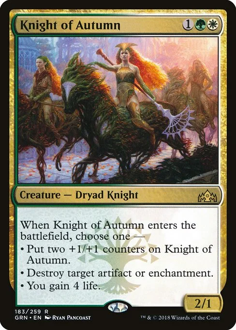 Knight of Autumn, carta Magic di tipo Creature — Dryad Knight illustrata da Ryan Pancoast