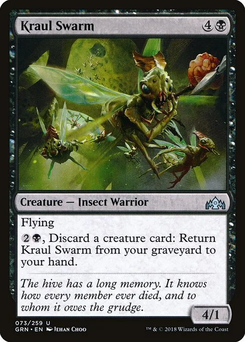 Kraul Swarm, carta Magic di tipo Creature — Insect Warrior illustrata da Jehan Choo
