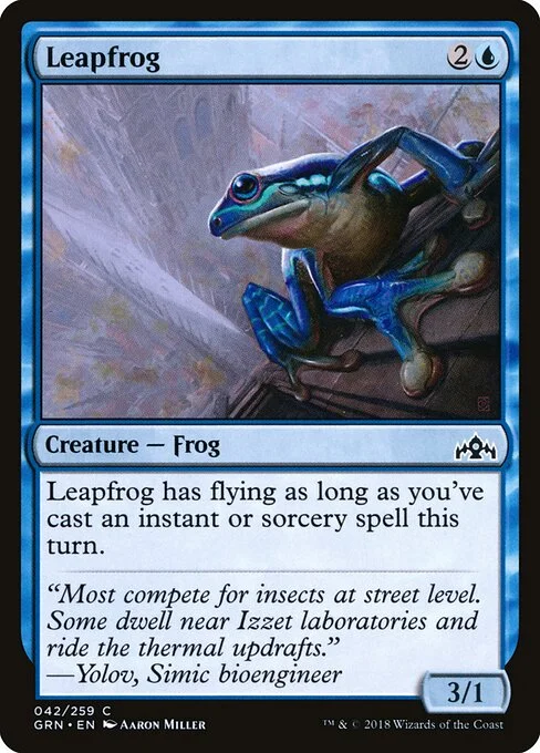 Leapfrog, carta Magic di tipo Creature — Frog illustrata da Aaron Miller