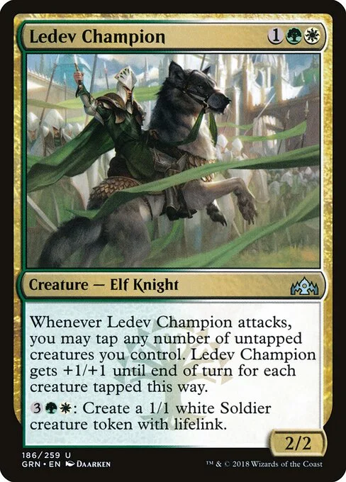 Ledev Champion, carta Magic di tipo Creature — Elf Knight illustrata da Daarken
