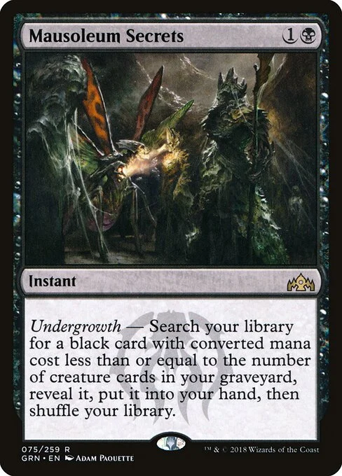 Mausoleum Secrets, carta Magic di tipo Instant illustrata da Adam Paquette
