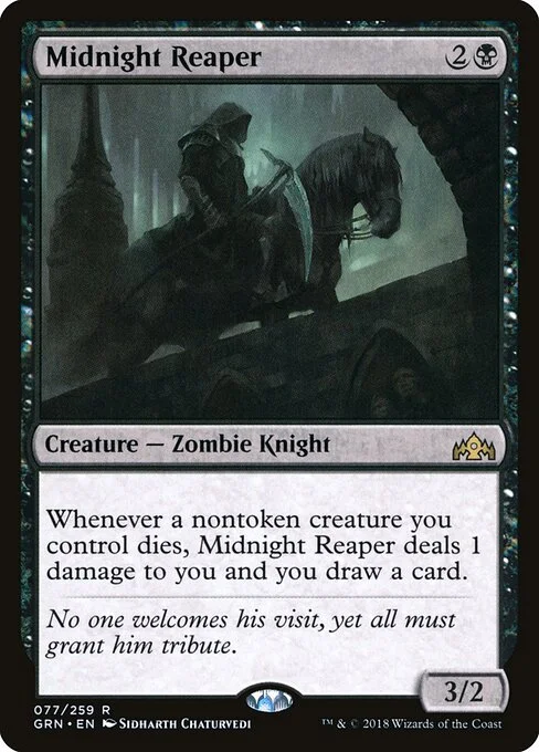 Midnight Reaper, carta Magic di tipo Creature — Zombie Knight illustrata da Sidharth Chaturvedi