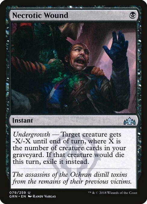 Necrotic Wound, carta Magic di tipo Instant illustrata da Randy Vargas