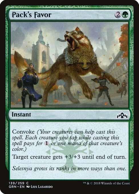 Pack's Favor, carta Magic di tipo Instant illustrata da Lius Lasahido