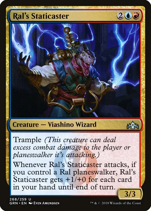 Ral's Staticaster, carta Magic di tipo Creature — Lizard Wizard illustrata da Even Amundsen