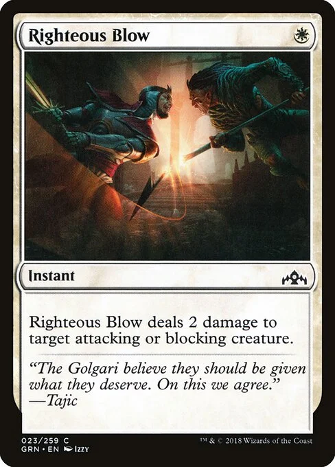Righteous Blow, carta Magic di tipo Instant illustrata da Izzy