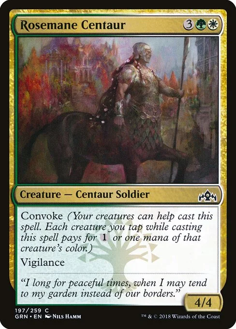 Rosemane Centaur, carta Magic di tipo Creature — Centaur Soldier illustrata da Nils Hamm