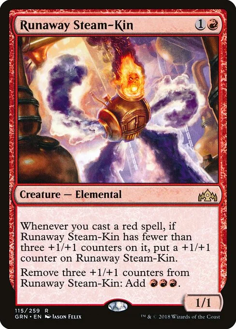 Runaway Steam-Kin, carta Magic di tipo Creature — Elemental illustrata da Jason Felix