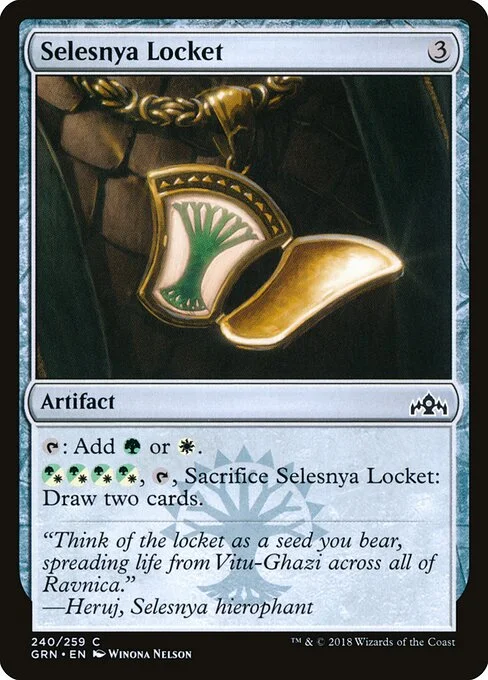 Selesnya Locket, carta Magic di tipo Artifact illustrata da Winona Nelson