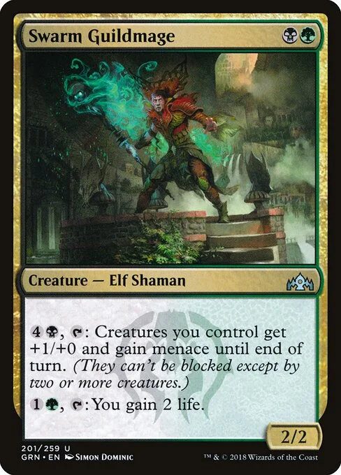 Swarm Guildmage, carta Magic di tipo Creature — Elf Shaman illustrata da Simon Dominic