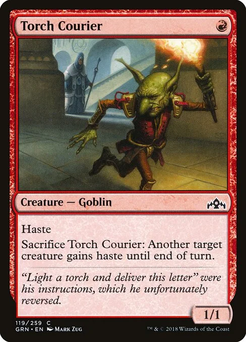 Torch Courier, carta Magic di tipo Creature — Goblin illustrata da Mark Zug