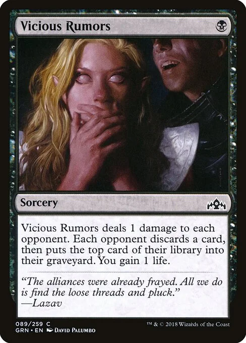 Vicious Rumors, carta Magic di tipo Sorcery illustrata da David Palumbo