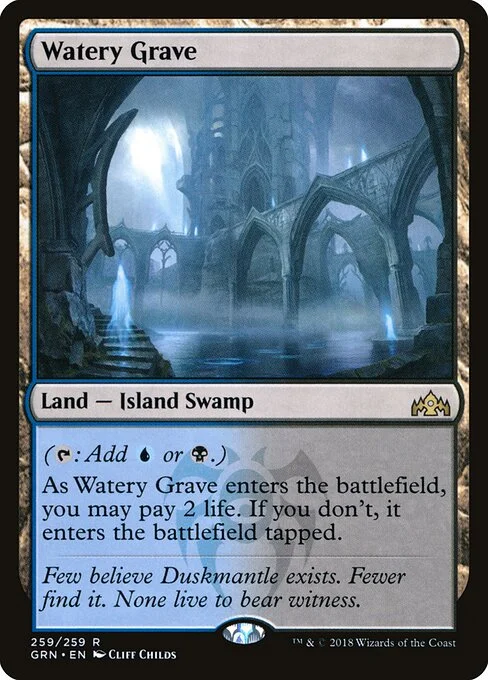 Watery Grave, carta Magic di tipo Land — Island Swamp illustrata da Cliff Childs