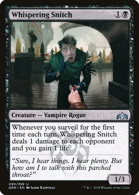 Whispering Snitch, carta Magic di tipo Creature — Vampire Rogue illustrata da Jason Rainville