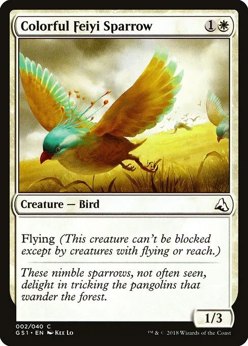 Colorful Feiyi Sparrow, carta Magic di tipo Creature — Bird illustrata da Kee Lo