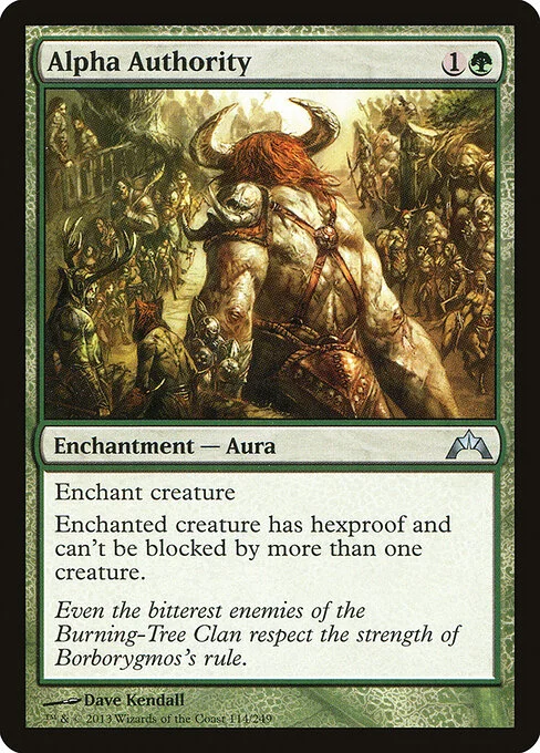 Alpha Authority, carta Magic di tipo Enchantment — Aura illustrata da Dave Kendall