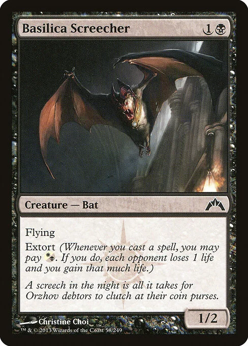 Basilica Screecher, carta Magic di tipo Creature — Bat illustrata da Christine Choi
