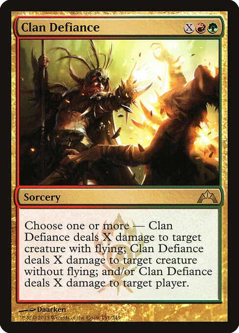 Clan Defiance, carta Magic di tipo Sorcery illustrata da Daarken