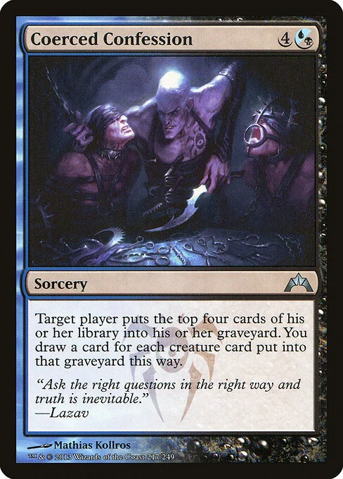 Coerced Confession, carta Magic di tipo Sorcery illustrata da Mathias Kollros