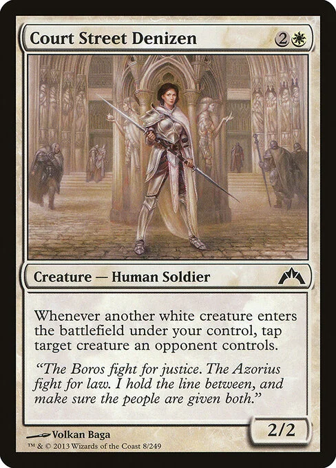 Court Street Denizen, carta Magic di tipo Creature — Human Soldier illustrata da Volkan Baǵa