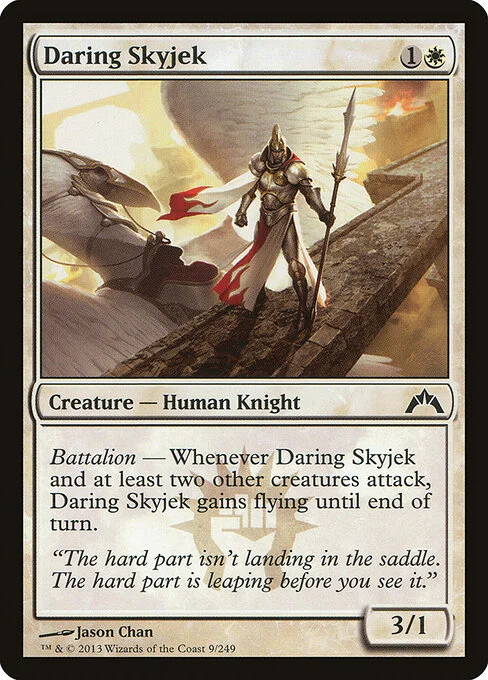 Daring Skyjek, carta Magic di tipo Creature — Human Knight illustrata da Jason Chan
