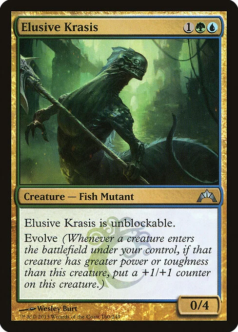 Elusive Krasis, carta Magic di tipo Creature — Fish Mutant illustrata da Wesley Burt