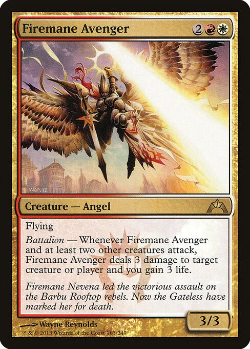 Firemane Avenger, carta Magic di tipo Creature — Angel illustrata da Wayne Reynolds