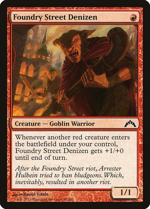 Foundry Street Denizen, carta Magic di tipo Creature — Goblin Warrior illustrata da Raoul Vitale