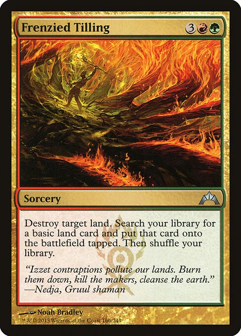 Frenzied Tilling, carta Magic di tipo Sorcery illustrata da Noah Bradley
