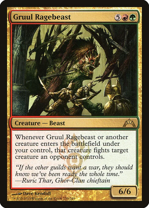 Gruul Ragebeast, carta Magic di tipo Creature — Beast illustrata da Dave Kendall
