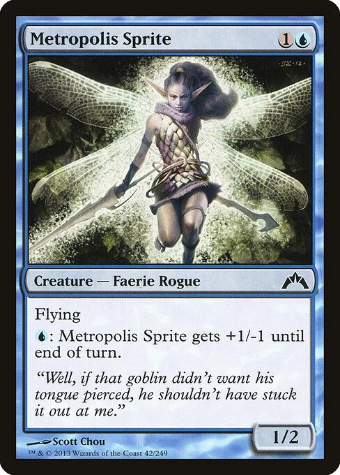 Metropolis Sprite, carta Magic di tipo Creature — Faerie Rogue illustrata da Scott Chou