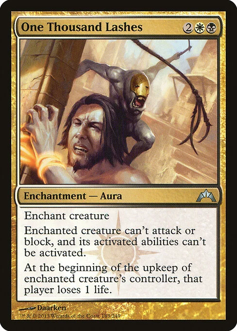 One Thousand Lashes, carta Magic di tipo Enchantment — Aura illustrata da Daarken