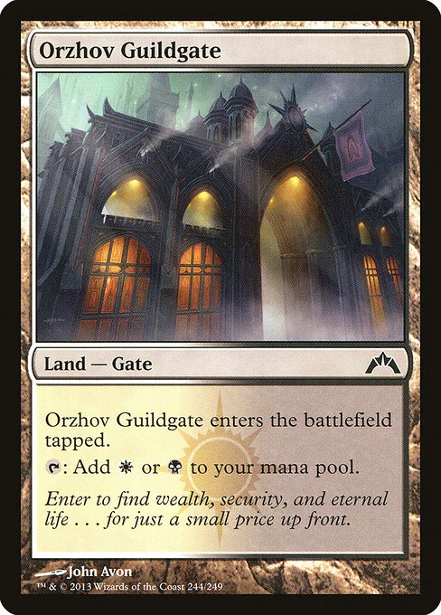 Orzhov Guildgate, carta Magic di tipo Land — Gate illustrata da John Avon