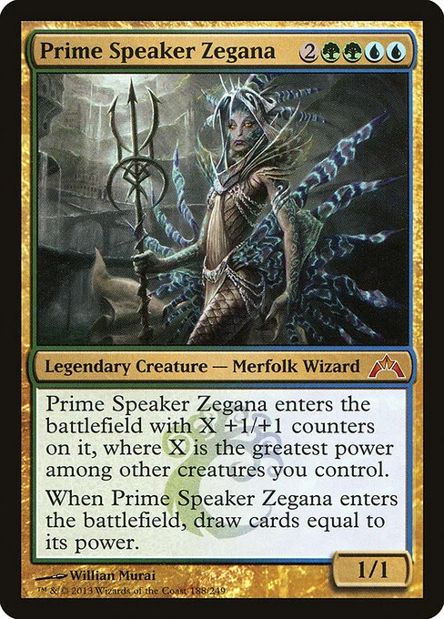 Prime Speaker Zegana, carta Magic di tipo Legendary Creature — Merfolk Wizard illustrata da Willian Murai