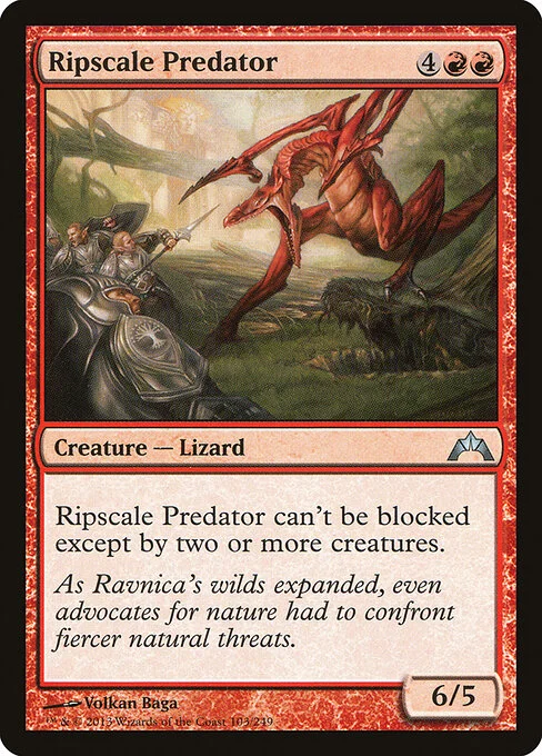 Ripscale Predator, carta Magic di tipo Creature — Dinosaur illustrata da Volkan Baǵa