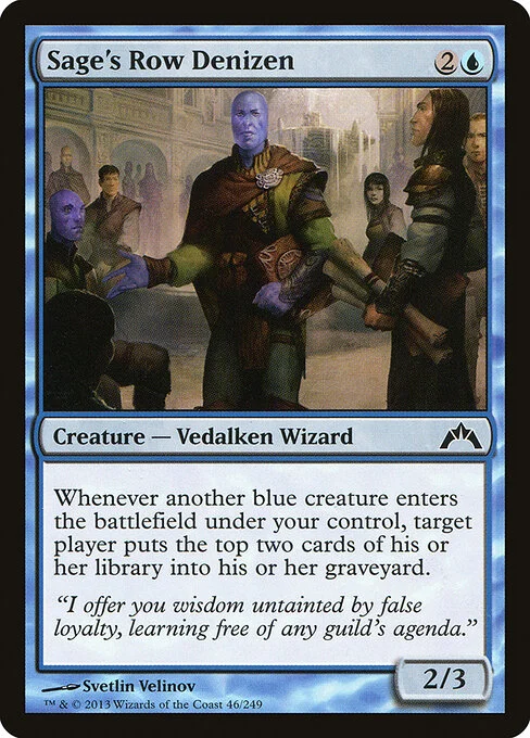 Sage's Row Denizen, carta Magic di tipo Creature — Vedalken Wizard illustrata da Svetlin Velinov