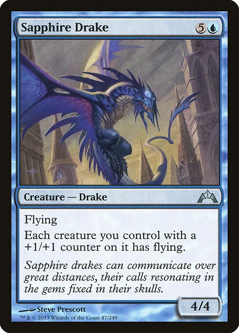 Sapphire Drake, carta Magic di tipo Creature — Drake illustrata da Steve Prescott