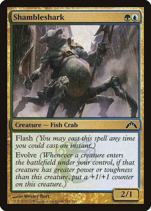 Shambleshark, carta Magic di tipo Creature — Shark Crab illustrata da Wesley Burt