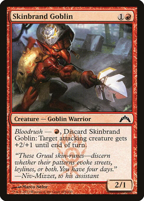 Skinbrand Goblin, carta Magic di tipo Creature — Goblin Warrior illustrata da Marco Nelor